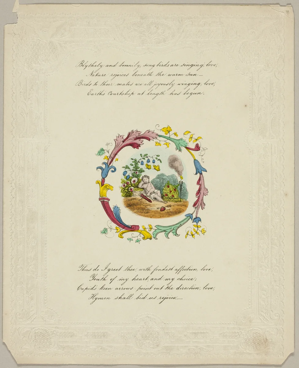 Blithely and Bonnily, Song Birds are Singing Love (valentine) by Unknown Artist, other, 1840-1860