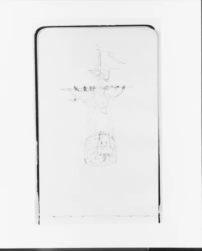 Sketch of a Ship Seen from the Stern (from Sketchbook) by Albert Bierstadt, artwork, 1891