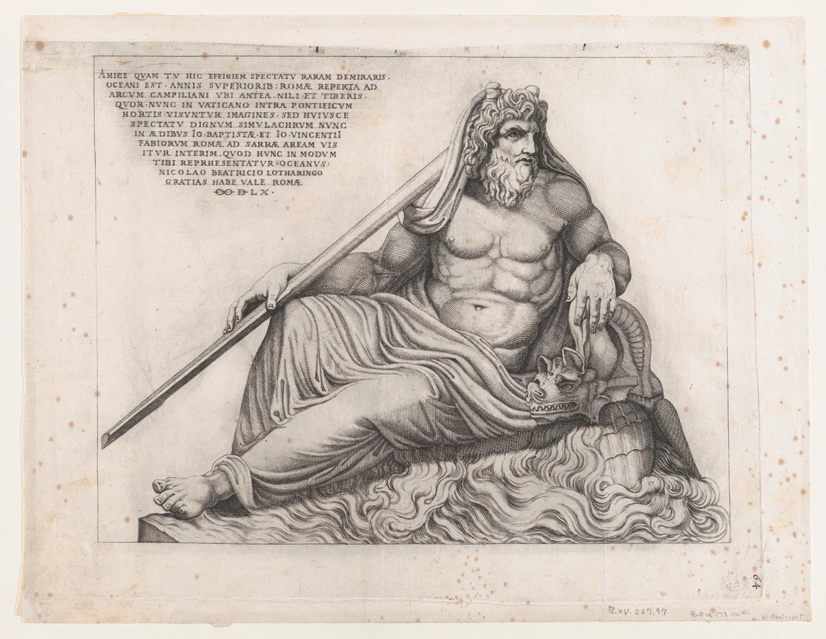 The Ocean God, from "Speculum Romanae Magnificentiae" by Nicolas Beatrizet, print, 1560