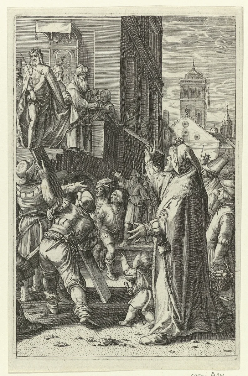 Christus aan het volk getoond (Ecce Homo) by anonymous, print, 1596-1667