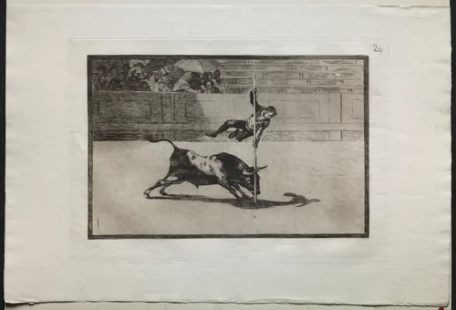 Bullfights: The Agility and Audacity of Juanito Apinani in (the Ring) at Madrid by Francisco de Goya, print, 1816-1876
