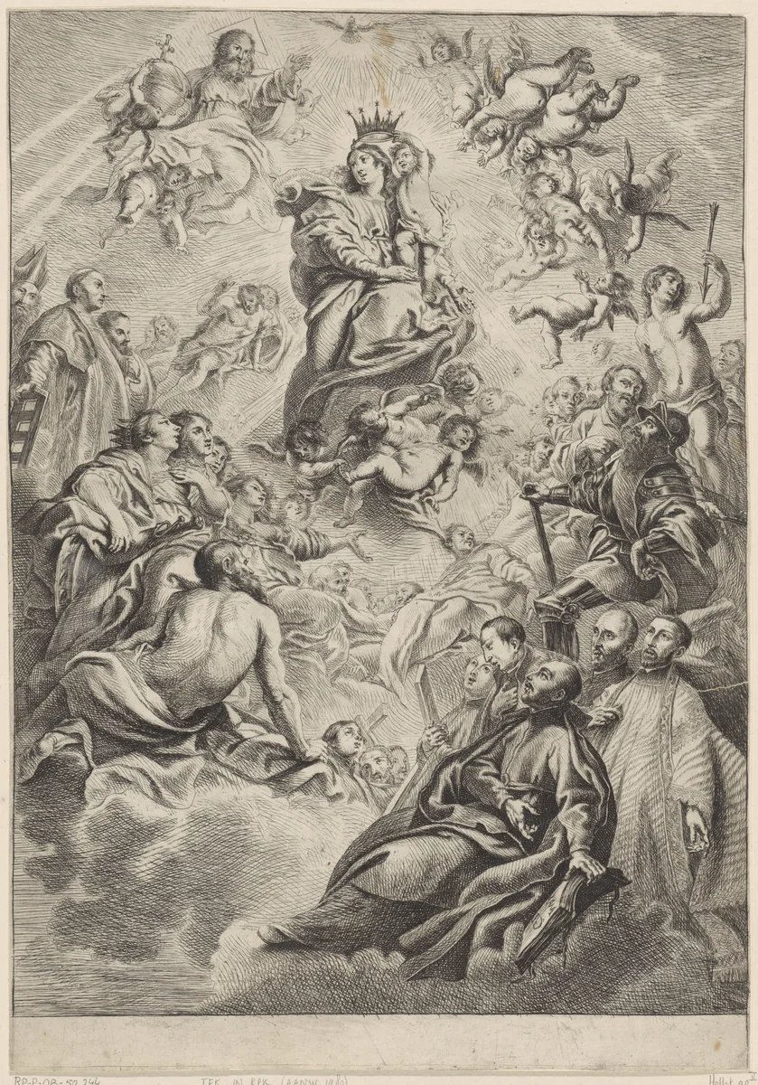 Kroning van Maria door het Christuskind by Cornelis Schut, print, 1618-1655
