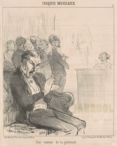 Un victime de la politesse by Honoré Daumier, print, 1852