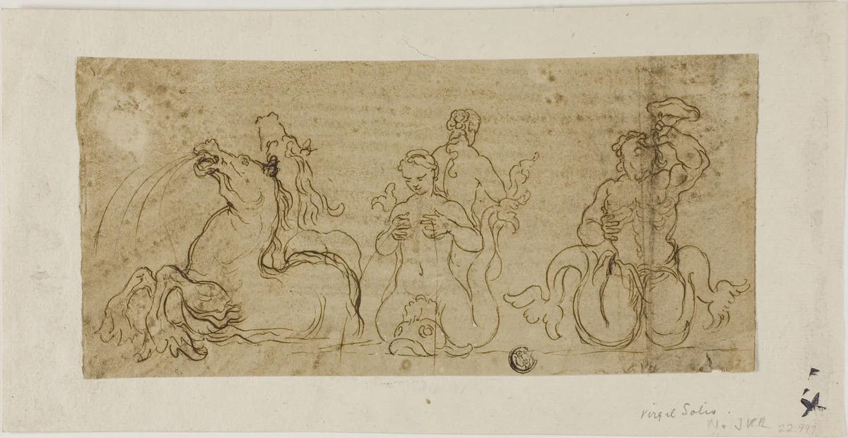 Fountain Figures by Gian Lorenzo Bernini, drawing, 1600-1699