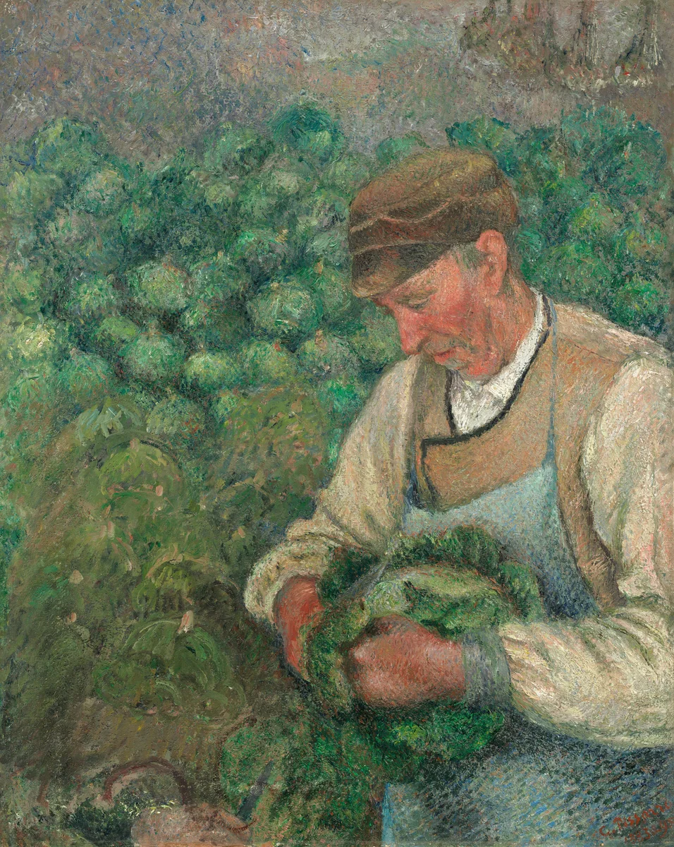 The Gardener - Old Peasant with Cabbage by Camille Pissarro, painting, 1883-1895