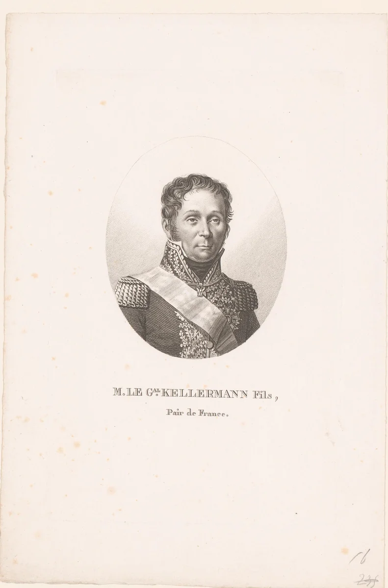 Portret van François Etienne de Kellermann by Ambroise Tardieu, print, 1820-1821