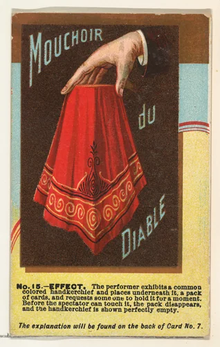 Number 15, Mouchoir du Diable, from the Tricks with Cards series (N138) issued by W. Duke, Sons & Co. to promote Honest Long Cut Tobacco by W. Duke, Sons & Co., print, 1887