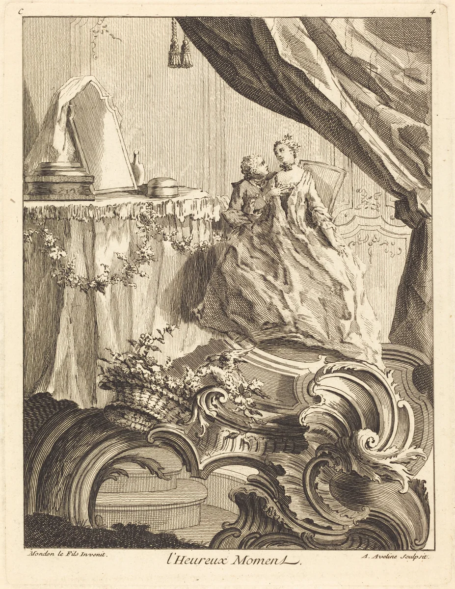 l'Heureux Moment by Antoine Aveline, Jean Mondon, print, 1736