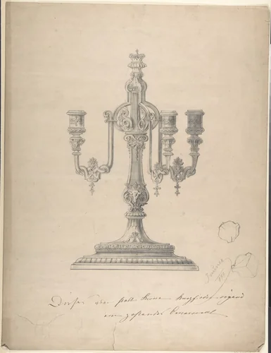 Design for a Candelabra by Heinrich Jauner, drawing, 1877