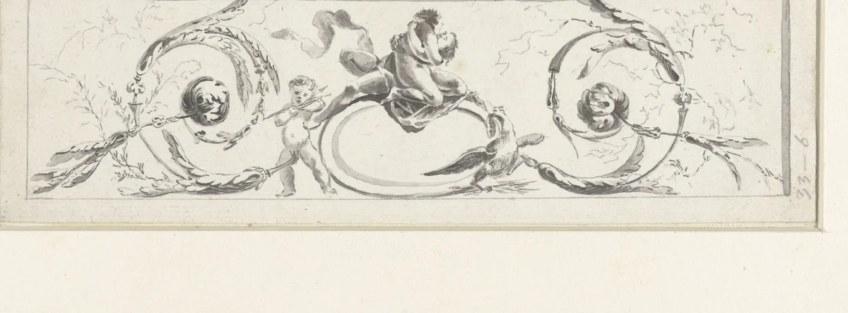 Fries, samengesteld uit acanthus-ranken by Henri Sallembier, drawing, 1763-1820