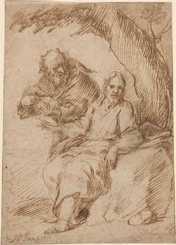 The Temptation of Christ in the Desert by Felipe Gomez de Valencia, drawing, 1676