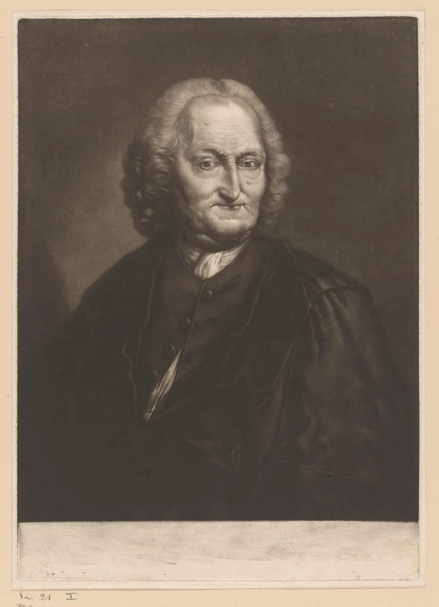 Portret van Tiberius Hemsterhuis by William Pether, print, 1741-1800