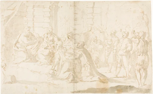 The Adoration of the Magi by Giulio Benso, drawing, 1621-1668