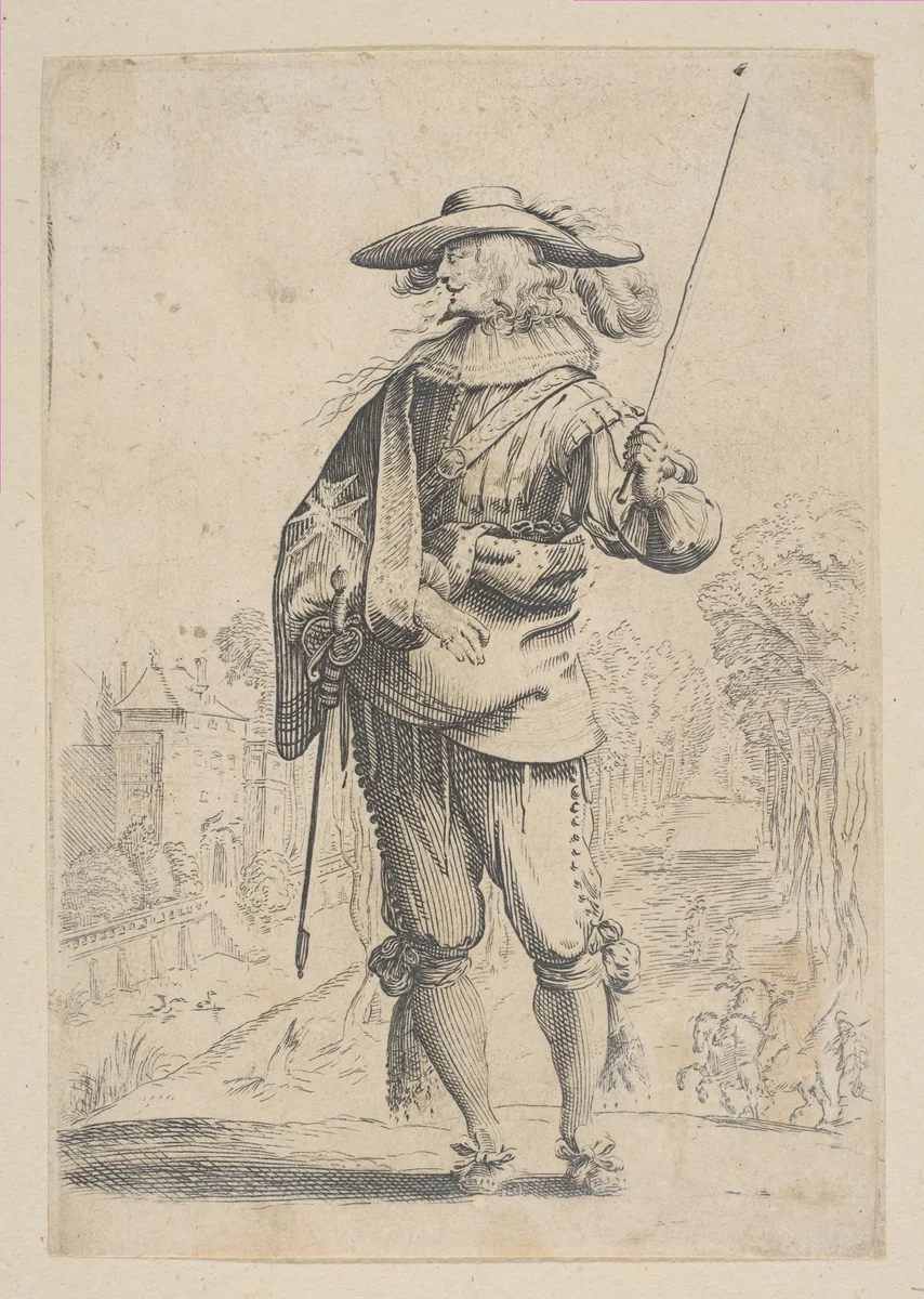 A Man Holding a Crop by anonymous, print, 1629