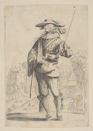 A Man Holding a Crop by anonymous, print, 1629