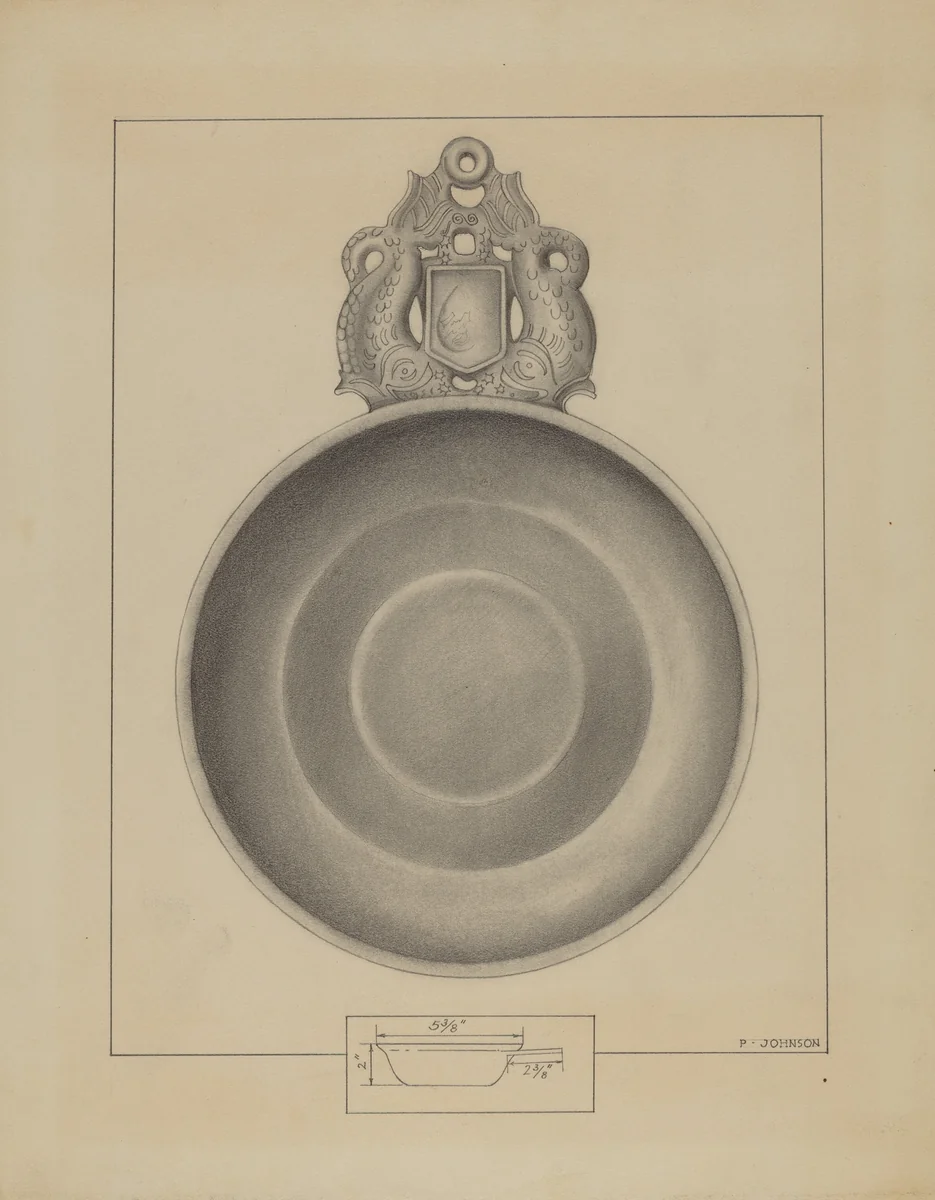 Pewter Porringer by Philip Johnson, index of american design, 1936
