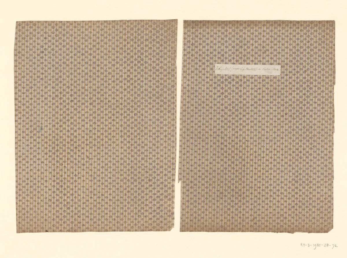 Twee bladen met strooipatroon met ovaal motief op doorlopend lijnenfond by anonymous, other, 1750-1900