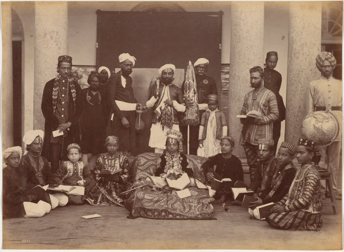 Maharaja of Rewa and Classmates by Raja Deen Dayal, photograph, 1886