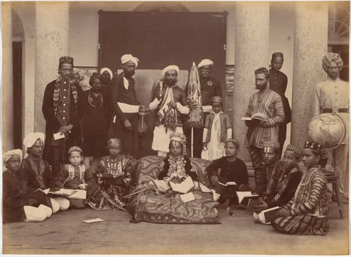 Maharaja of Rewa and Classmates by Raja Deen Dayal, photograph, 1886
