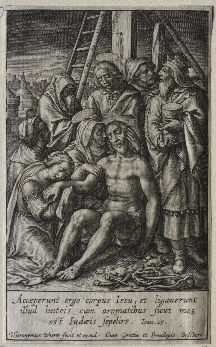 The Passion: The Lamentation by Hieronymus Wierix, print, 1614-1624