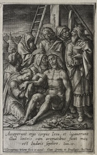 The Passion: The Lamentation by Hieronymus Wierix, print, 1614-1624