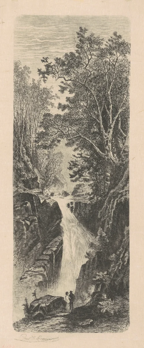 Waterfall, Cumberland Mountains by Carl Brenner, print, 1880