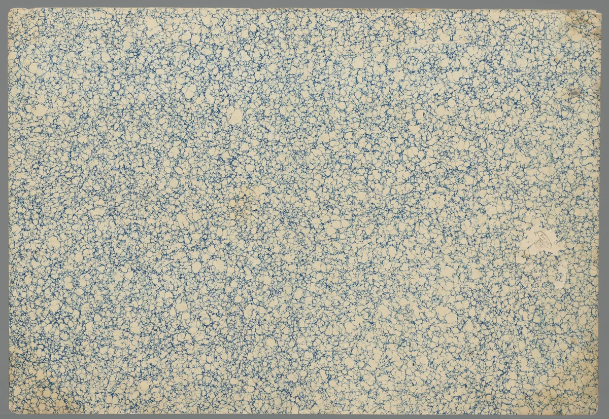 Blad met adermarmer in blauw by anonymous, print, 1834