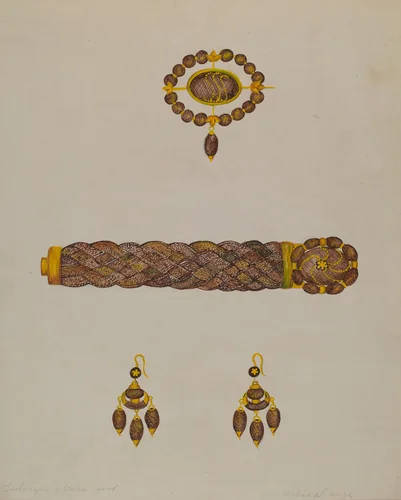 Hair Bracelet, Earrings, and Brooch by Florence Stevenson, index of american design, 1936