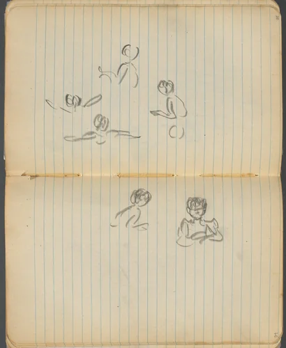 Sketchbook, page 094 & 95: Swimming Figures by Maurice Prendergast, book, 1905-1910