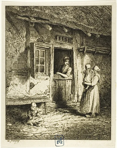 Entrance to a Peasant's House by Charles-Émile Jacque, print, 1845