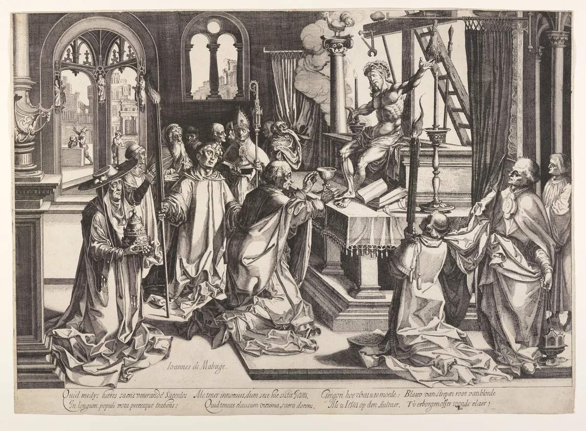 The Mass of Saint Gregory by Simon Frisius, print, 1615