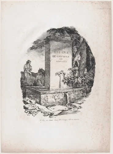 Watering Trough, Title Page of "Studies of Horses" (Etudes de Chevaux) by Théodore Gericault, print, 1822