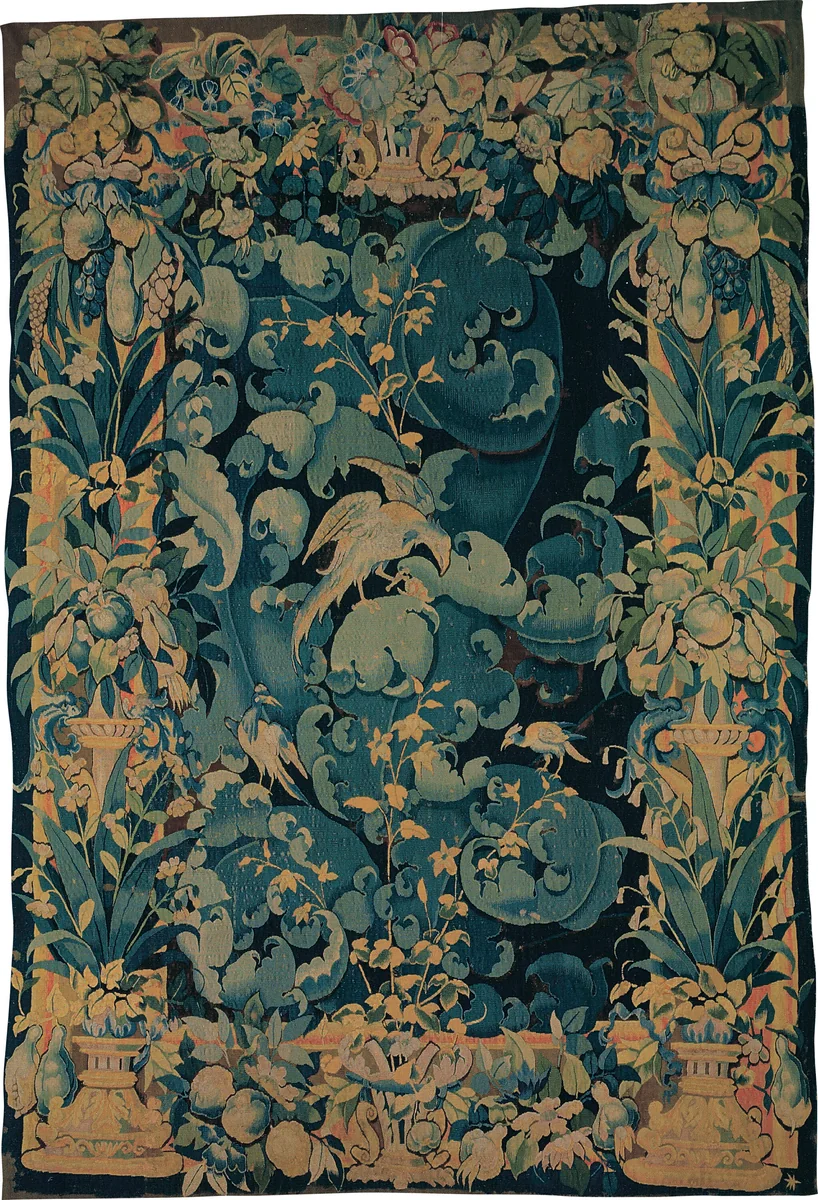 Large Leaf Verdure with Birds by Flanders, textile, 1545-1580