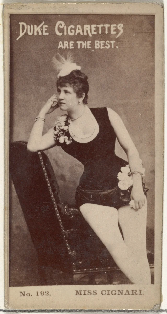 Card Number 192, Miss Cignari, from the Actors and Actresses series (N145-6) issued by Duke Sons & Co. to promote Duke Cigarettes by W. Duke, Sons & Co., photograph, 1880-1889