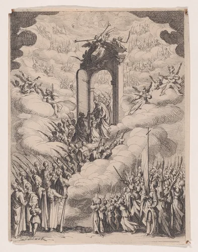 Frontispiece, from "Les Images De Tous Les Saincts et Saintes de L'Année" (Images of All of the Saints and Religious Events of the Year) by Jacques Callot, print, 1627-1637