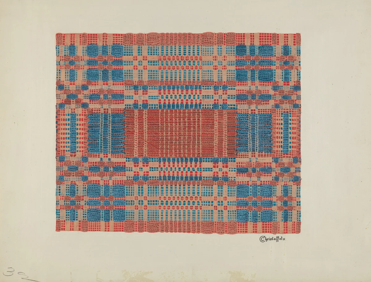 Coverlet Detail by Cornelius Christoffels, index of american design, 1936