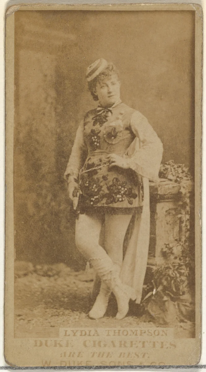Lydia Thompson, from the Actors and Actresses series (N145-7) issued by Duke Sons & Co. to promote Duke Cigarettes by W. Duke, Sons & Co., photograph, 1880-1889