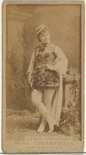 Lydia Thompson, from the Actors and Actresses series (N145-7) issued by Duke Sons & Co. to promote Duke Cigarettes by W. Duke, Sons & Co., photograph, 1880-1889