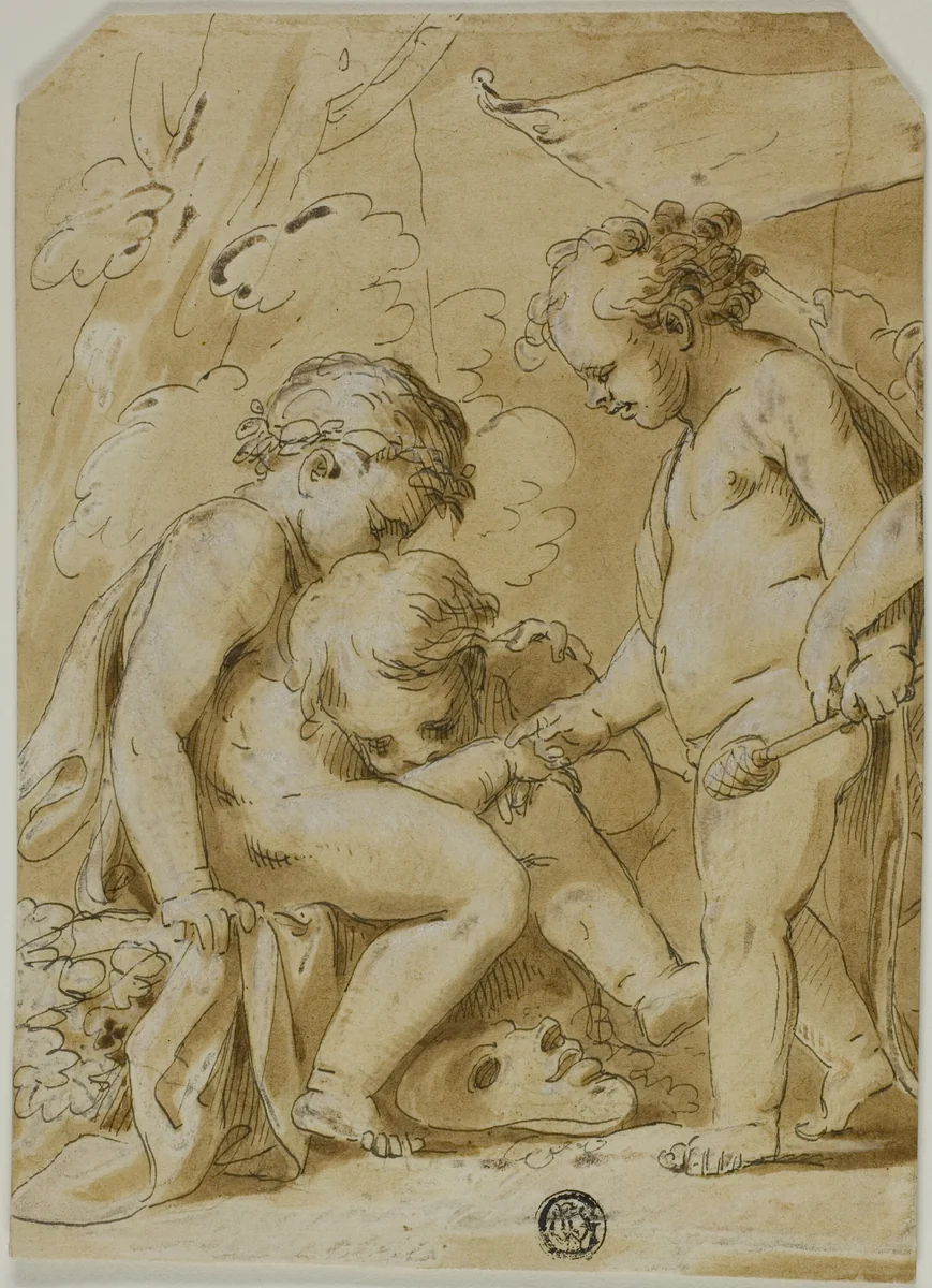 Putti Bacchanale by Unknown Artist, drawing, 1700-1799