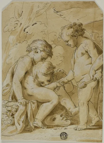 Putti Bacchanale by Unknown Artist, drawing, 1700-1799