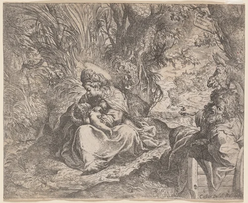 The Rest on the Flight into Egypt by Camillo Procaccini, print, 1587-1590