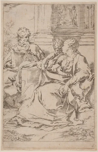 Holy Family by Guido Reni, print, 1575-1642