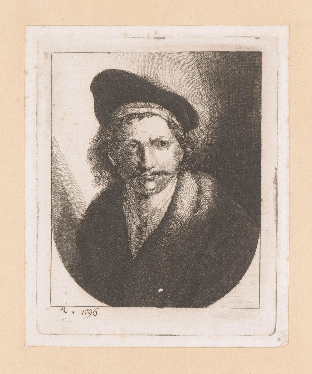 Portret van Rembrandt Harmensz. van Rijn by Johann Friedrich Morgenstern, print, 1796