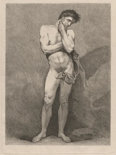 Standing Man in Pensive Pose by Carle van Loo, print, 1738-1748