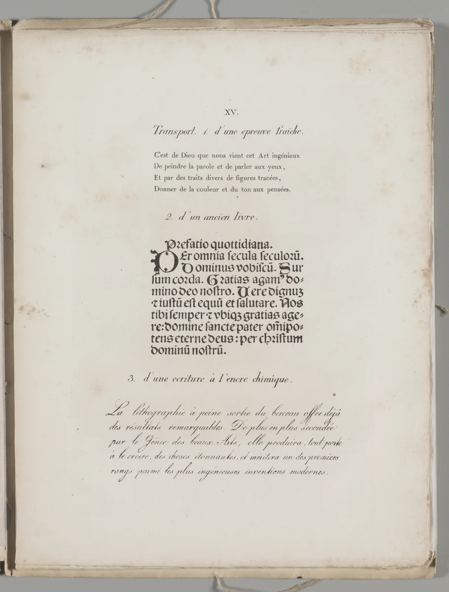 Art of the Lithograph: Printing Letters, Plate XV by Alois Senefelder, other, 1819