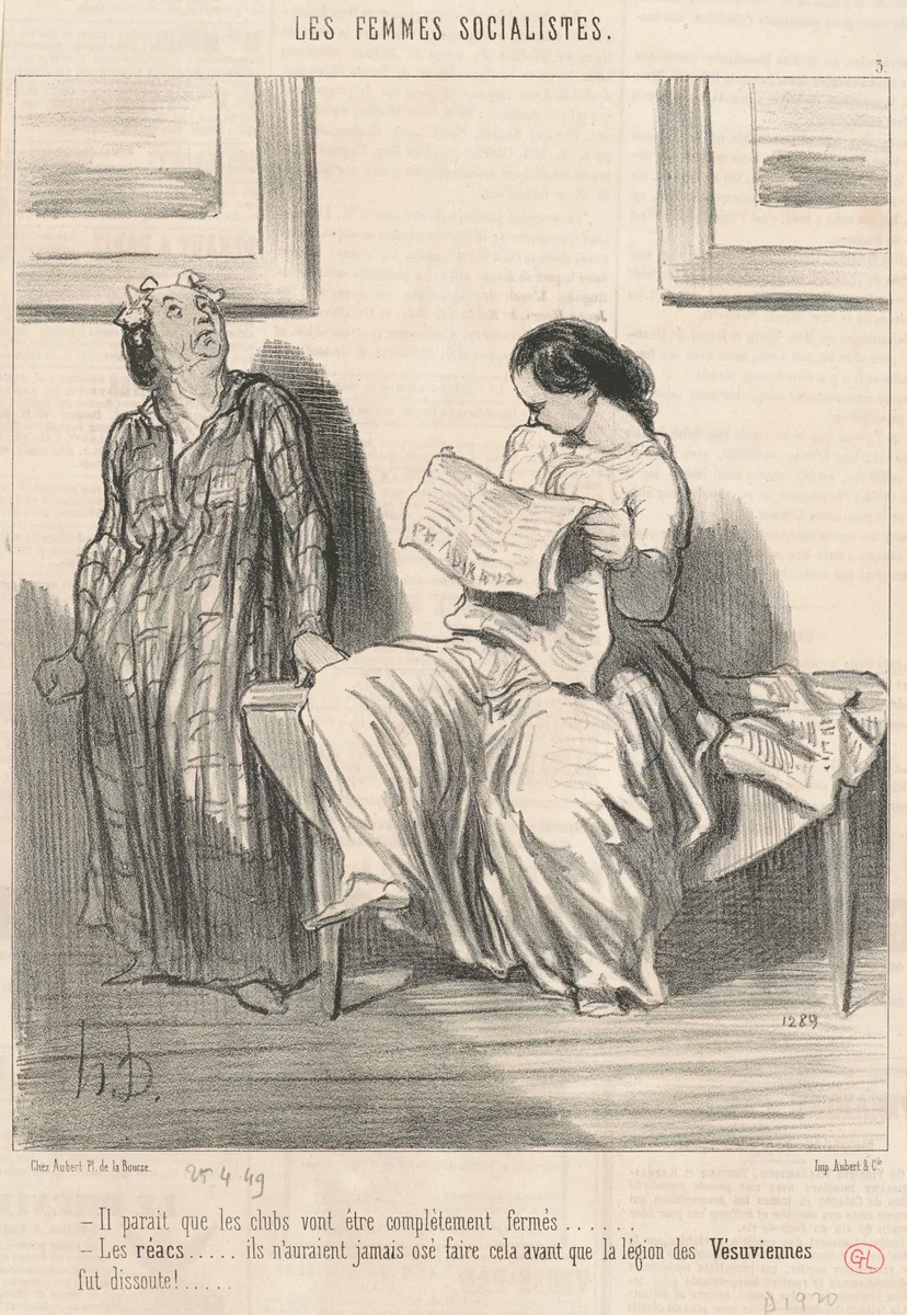 Il parait que les clubs vont être ... fermés ... by Honoré Daumier, print, 1849