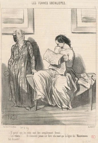 Il parait que les clubs vont être ... fermés ... by Honoré Daumier, print, 1849