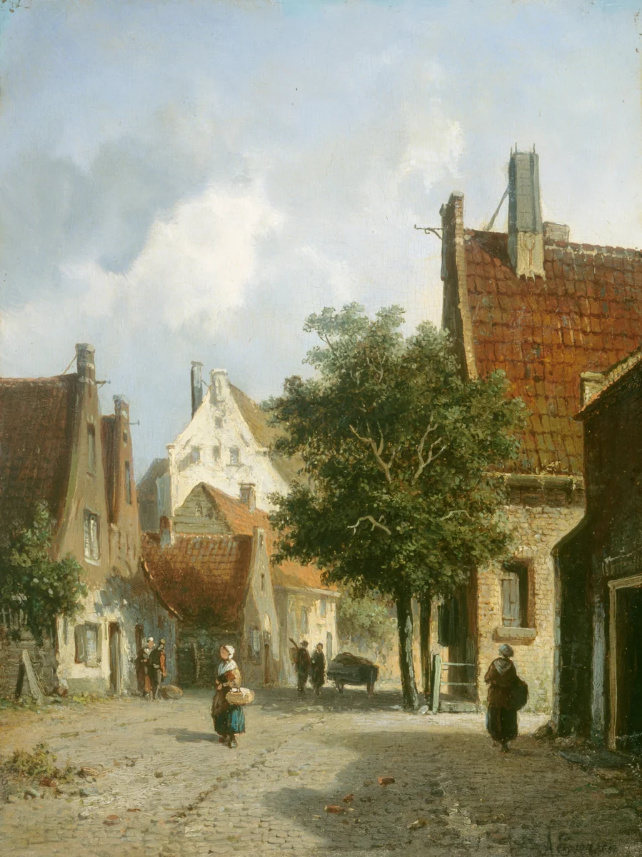 Amsterdam Street Scene by Adrianus Eversen, painting, 1818-1897