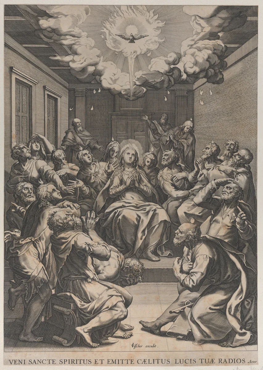 The Pentecost by Claes Jansz Visscher, print, 1574
