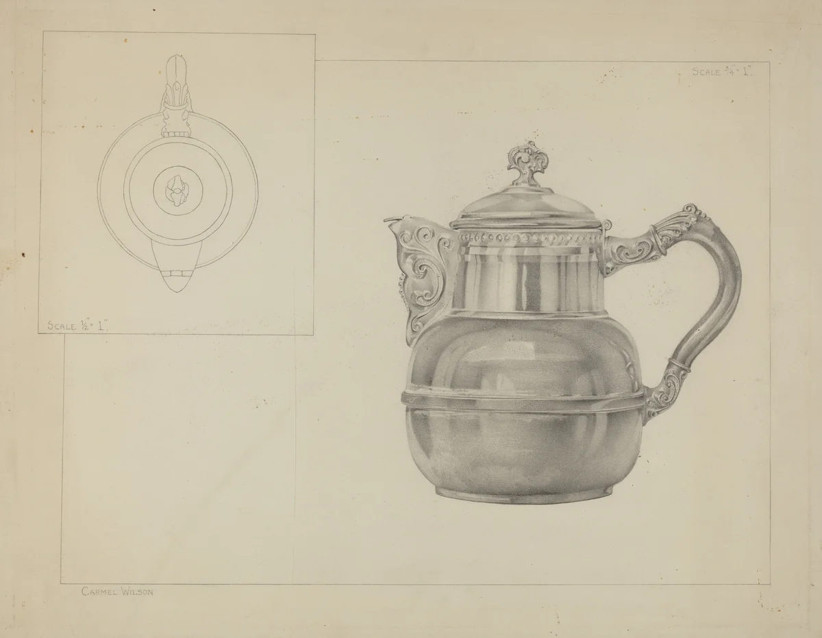 Silver Teapot by Carmel Wilson, index of american design, 1935-1942